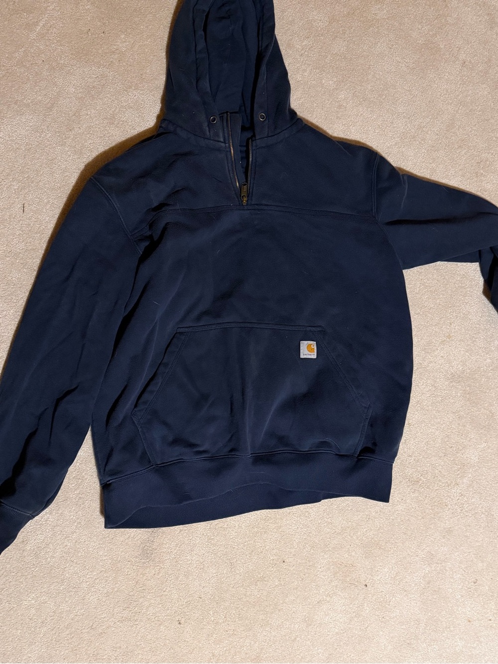 Carhartt Navy Half-Zip Hooded Pullover